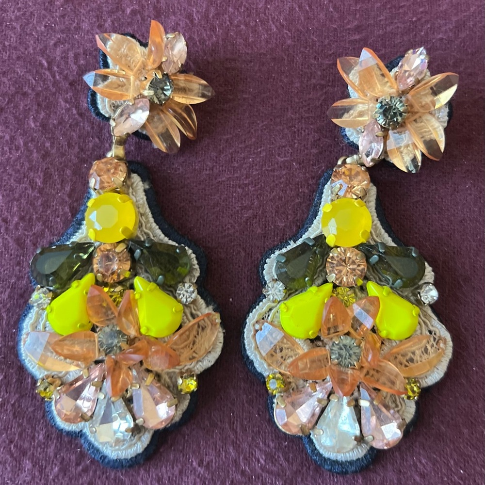 J. Crew Vibrant Yellow and Orange Statement Earrings